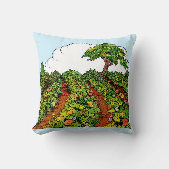 1920s garden print throw pillow (Front)