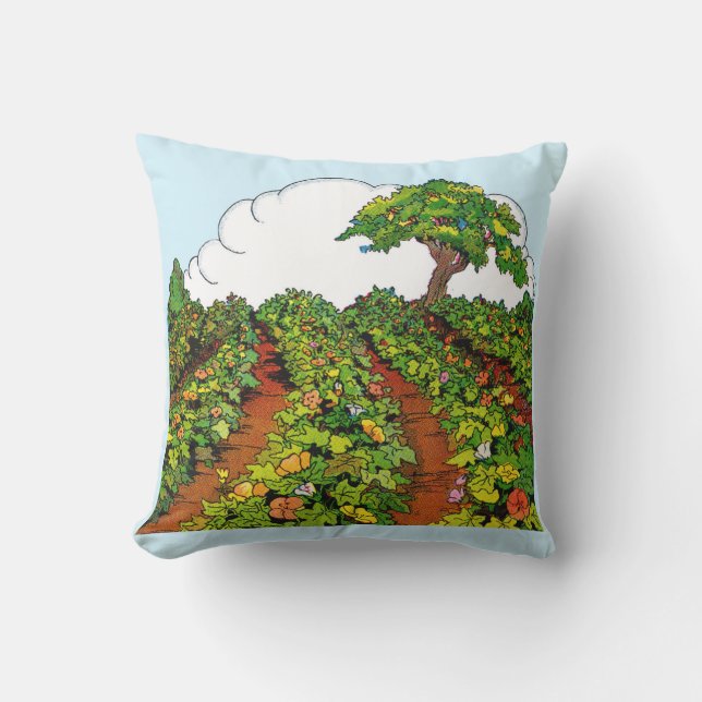 1920s garden print throw pillow (Front)