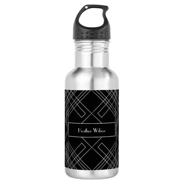 1920's Gatsby Art Deco Water Bottle with Name (Front)