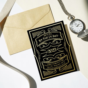 1920'S Gatsby Typography New Years Eve Party Real Foil Invitation