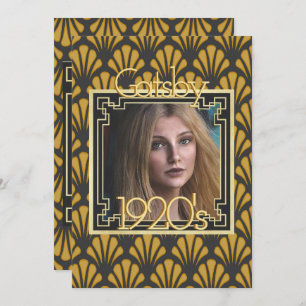 1920's Gatsby vintage Art Deco photo chic Invitation