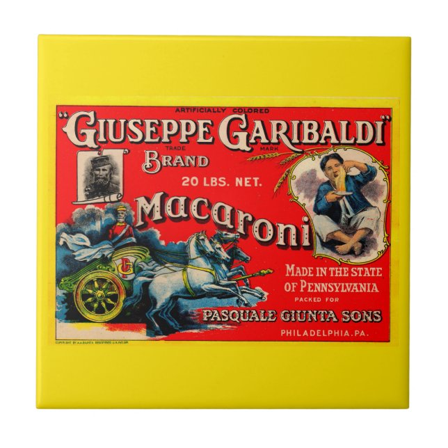 1920s Giuseppe Garibaldi macaroni label Ceramic Tile (Front)