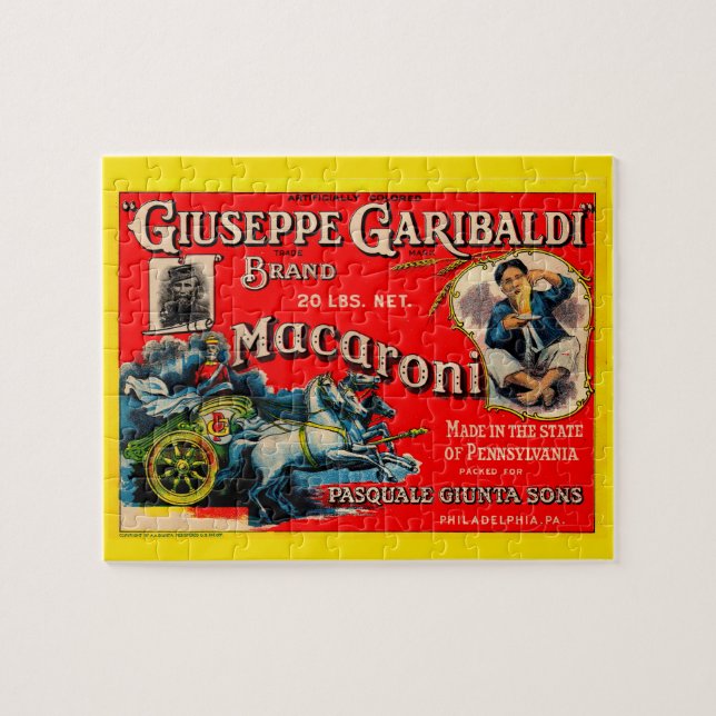 1920s Giuseppe Garibaldi macaroni label Jigsaw Puzzle (Horizontal)