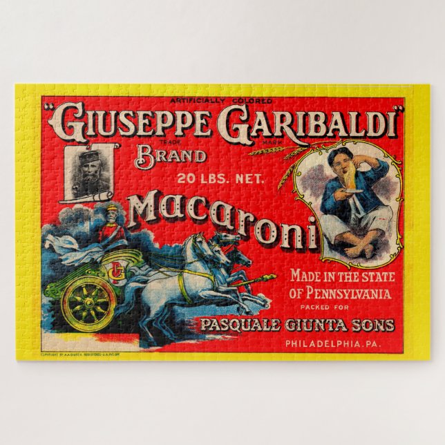 1920s Giuseppe Garibaldi macaroni label Jigsaw Puzzle (Horizontal)