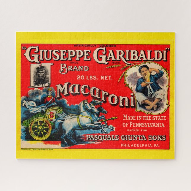 1920s Giuseppe Garibaldi macaroni label Jigsaw Puzzle (Horizontal)