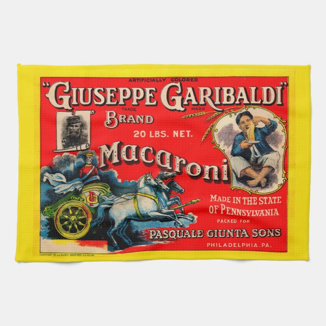 1920s Giuseppe Garibaldi macaroni label Kitchen Towel (Horizontal)