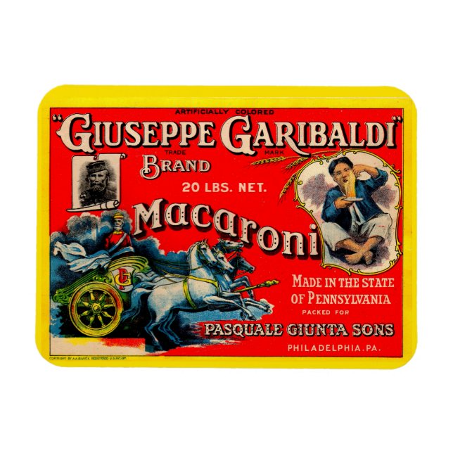 1920s Giuseppe Garibaldi macaroni label Magnet (Horizontal)