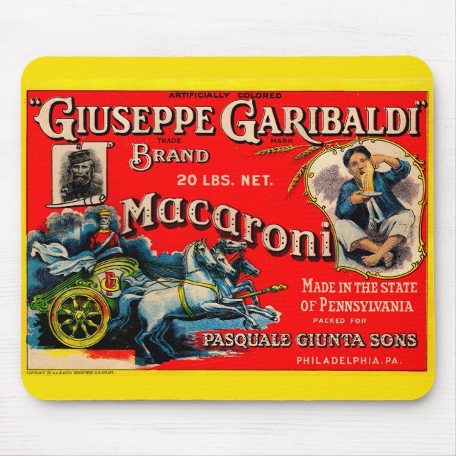 1920s Giuseppe Garibaldi macaroni label Mouse Pad (Front)