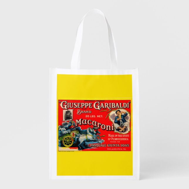 1920s Giuseppe Garibaldi macaroni label print Grocery Bag (Front)