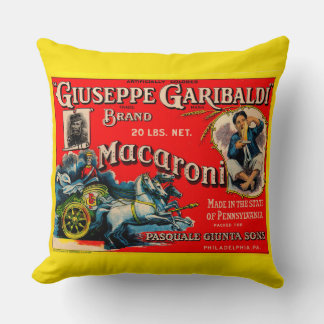 1920s Giuseppe Garibaldi macaroni label Throw Pillow
