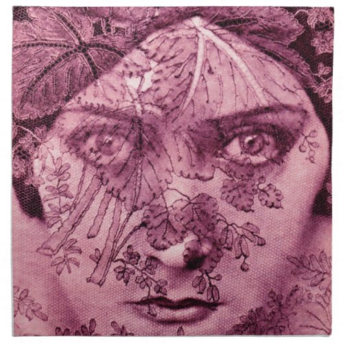 1920s Gloria Swanson behind lace in pink Napkin