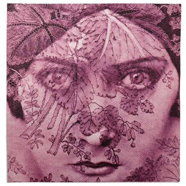 1920s Gloria Swanson behind lace in pink Napkin (Front)