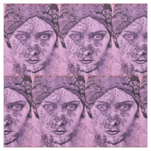 1920s Gloria Swanson in lavender print Fabric