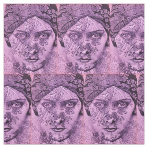 1920s Gloria Swanson in lavender print Fabric