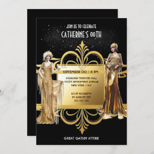 1920's Great Gatsby Flapper girls birthday elegant Invitation