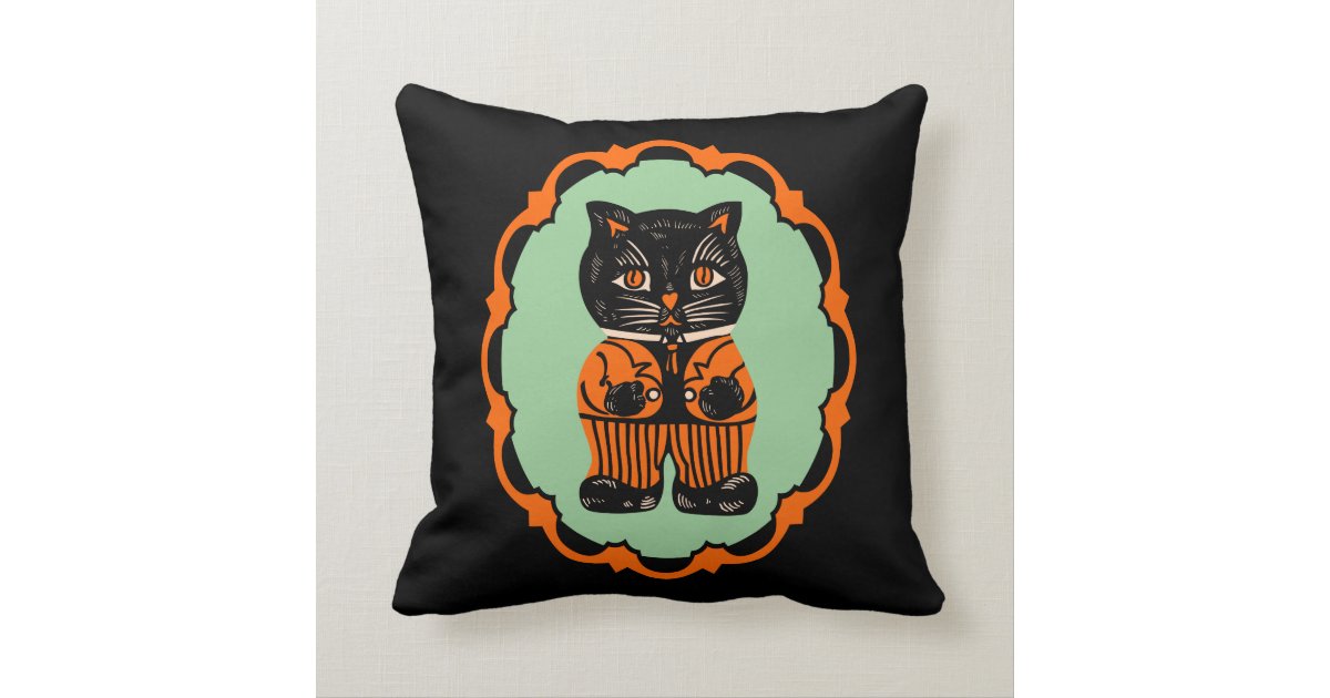 1920s Halloween Cat Design Throw Pillow | Zazzle.com