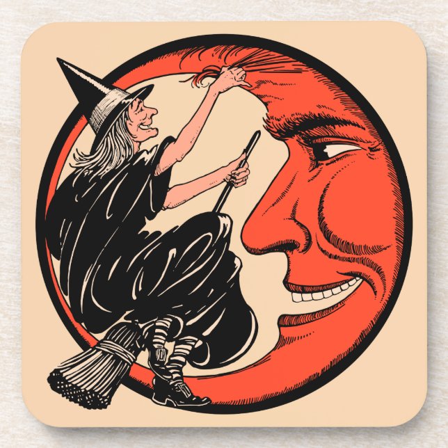 1920s Halloween Witch Beverage Coaster (Front)