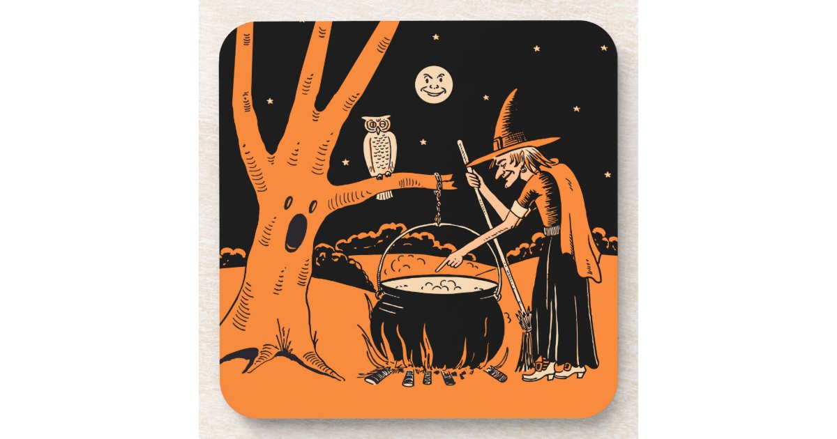 1920s Halloween Witch Coaster Zazzle