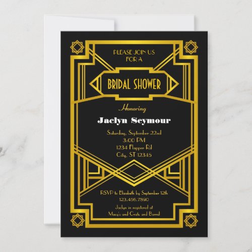 1920s Hollywood Style Bridal Shower Invitation