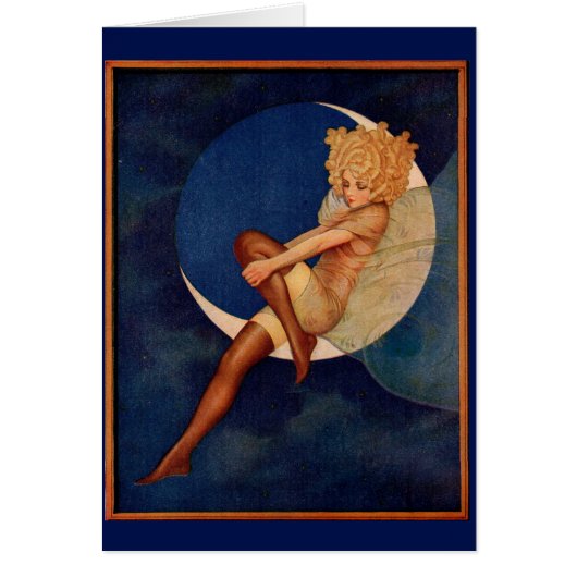 1920s hosiery ad beautiful woman on the moon (Front)