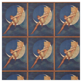 1920s hosiery ad beautiful woman on the moon fabric