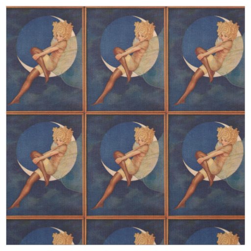 1920s hosiery ad beautiful woman on the moon fabric