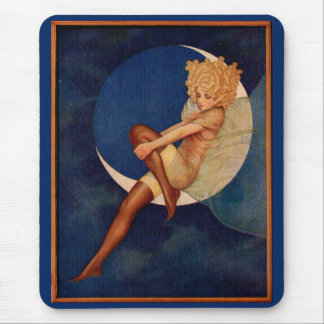 1920s hosiery ad beautiful woman on the moon mouse pad