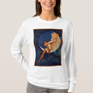 1920s hosiery ad beautiful woman on the moon T-Shirt