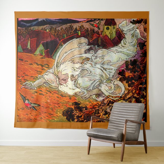 1920s illustration The North Wind print Tapestry (In Situ (Horizontal))