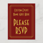[ Thumbnail: 1920s Inspired Style "Please RSVP" Postcard ]