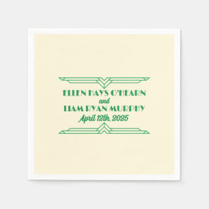 1920's Jade on Beige Wedding Cocktail Napkins
