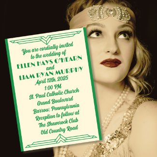 1920's Jade on Beige Wedding