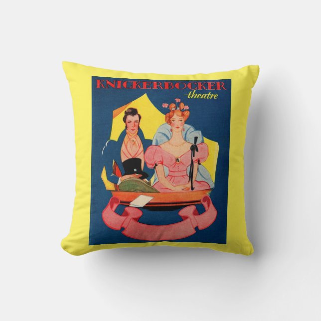 1920s Knickerbocker Theatre playbill cover Throw Pillow (Front)
