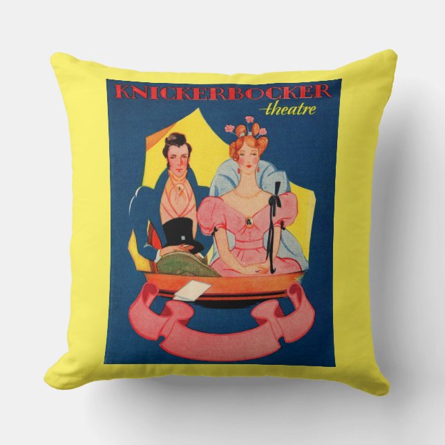 1920s Knickerbocker Theatre playbill cover Throw Pillow (Front)