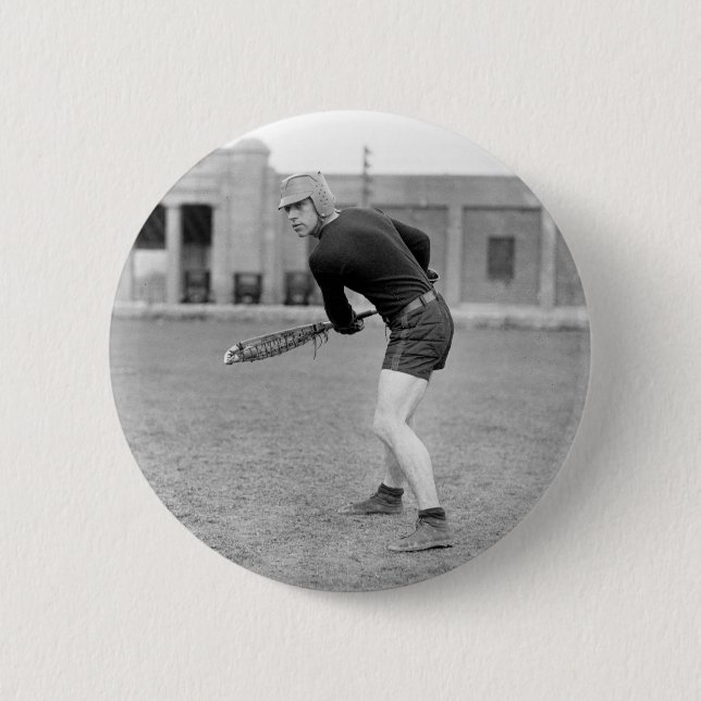1920s Lacrosse Player Pinback Button (Front)