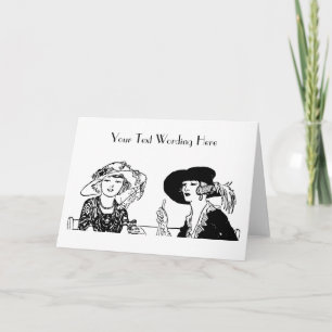 1920's Ladies Chapeau Fashion Hats Retro Dresses Card