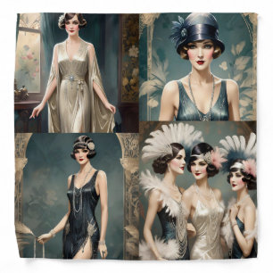 1920s Ladies Fashion Photo Collage, Bandana