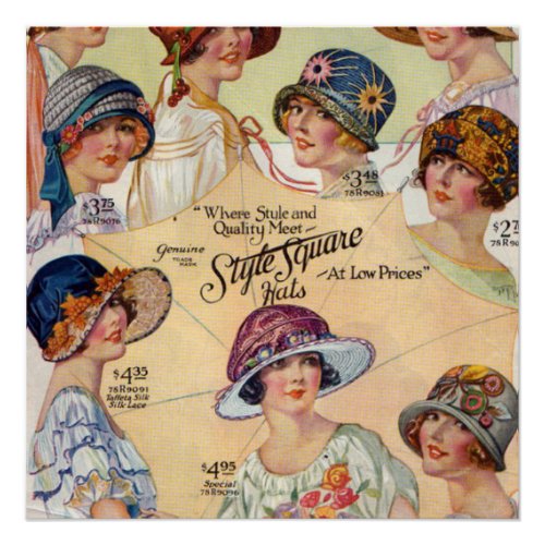 1920s Ladies Hat Fashions Poster