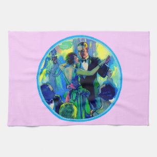1920s lady and gentleman on the dance floor kitchen towel
