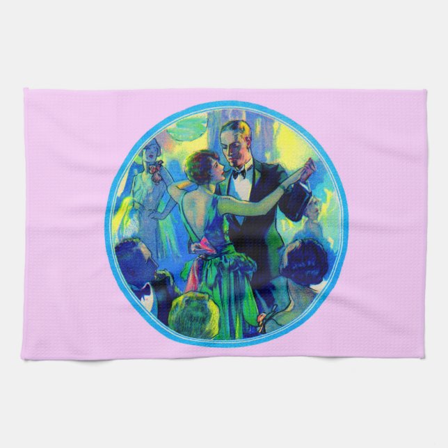 1920s lady and gentleman on the dance floor kitchen towel (Horizontal)