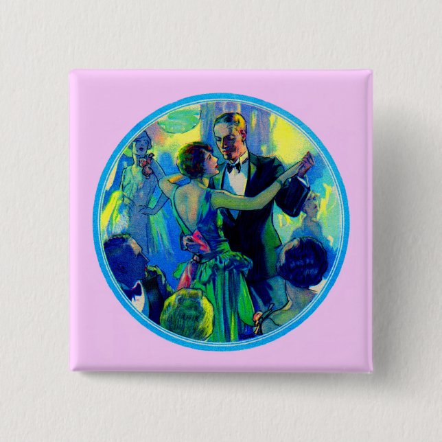 1920s lady and gentleman on the dance floor pinback button (Front)