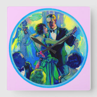 1920s lady and gentleman on the dance floor square wall clock