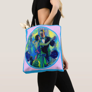 1920s lady and gentleman on the dance floor tote bag
