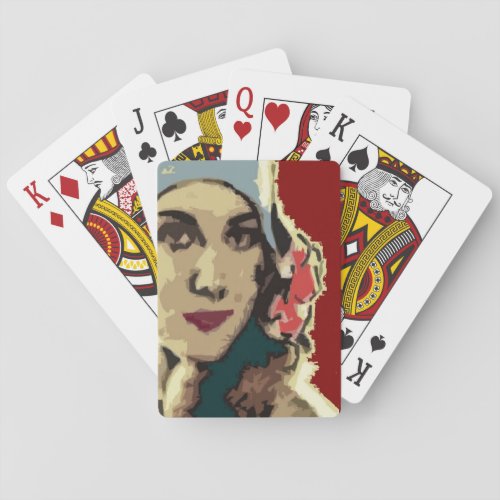 1920s Lady in a Blue Hat Pop Art Playing Cards