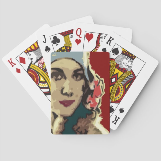 1920s Lady in a Blue Hat Pop Art Poker Cards (Back)