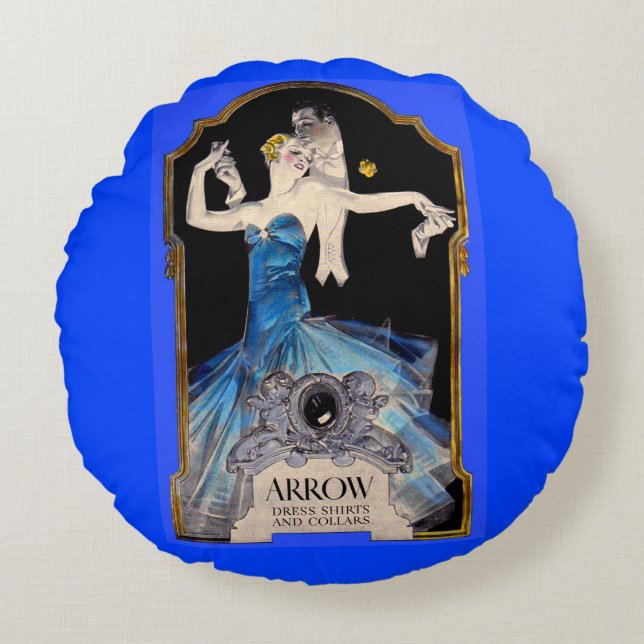 1920s Leyendecker Arrow shirt ad no. 1 Round Pillow (Front)