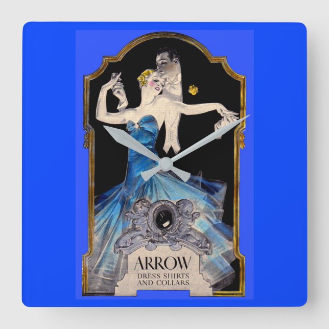 1920s Leyendecker Arrow shirt ad no. 1 Square Wall Clock (Front)