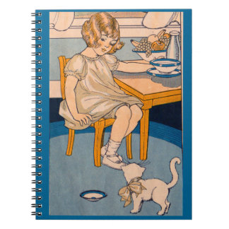 1920s little girl and her little white cat notebook