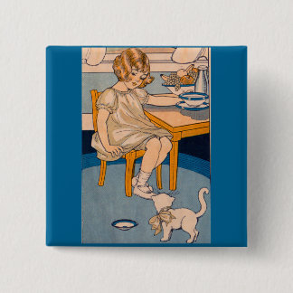 1920s little girl and her little white cat pinback button