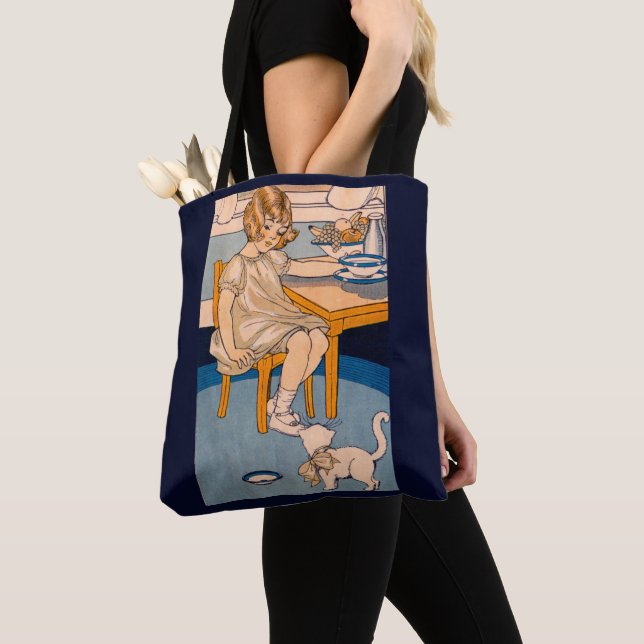 1920s little girl and her little white cat tote bag (Close Up)